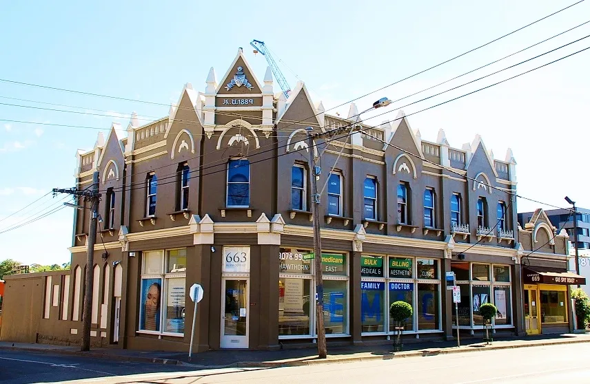 Heritage HEMAC building at 663 Burwood Road, Hawthorn East